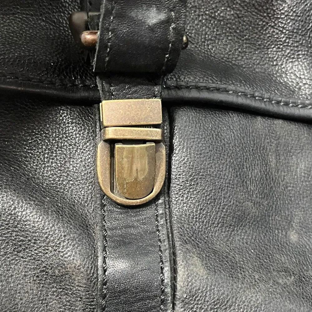 Fossil Messenger Bag Briefcase Attache Case Black Unisex ( Men's) Estate Retro